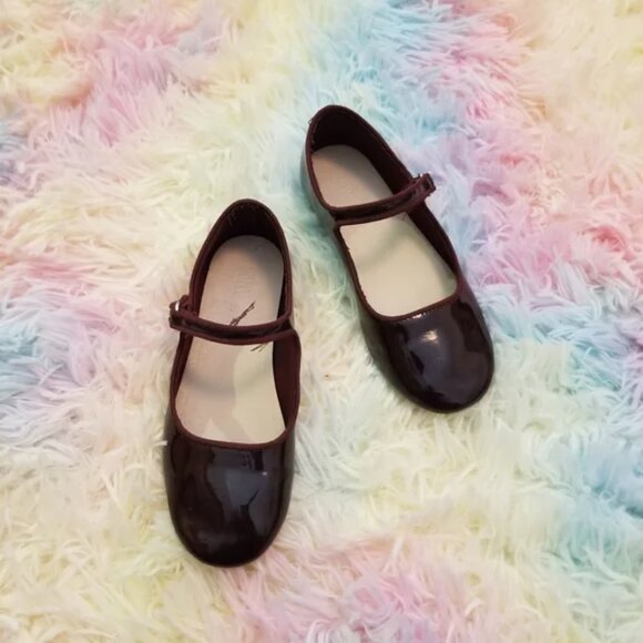 Zara maroon patient leather little girl flats size 12 - Picture 3 of 10